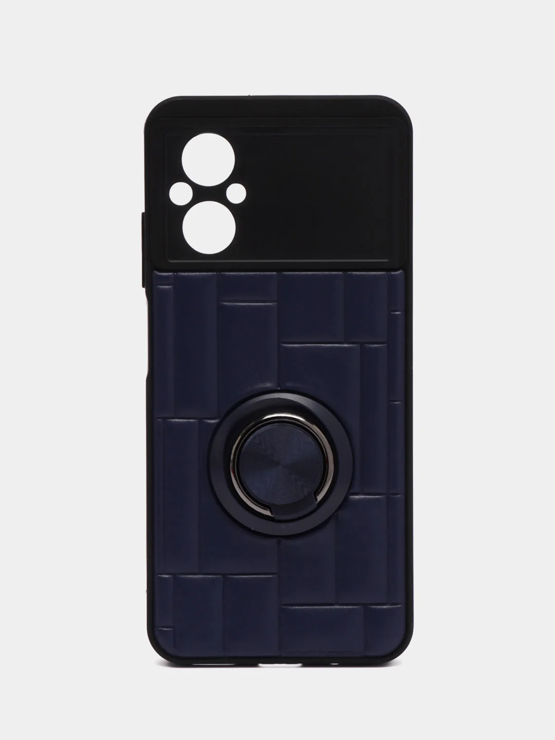 Темно-синий чехол Xiaomi Poco M5 (Сяоми Поко М5), силиконовый, под кожу, с кольцом