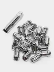 Хром гайка колесная узкая под спецключ с ключом, М12*1,25, 20 штук