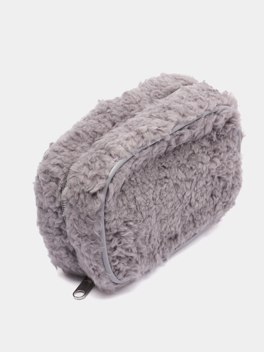 Косметичка Lucky "Уютная" с шерпой, 15 x 6 х 10 см, 100%пэ, серая