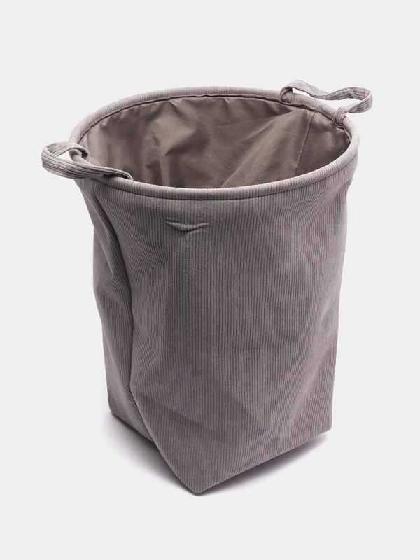 Вельветовая корзина для белья DeNASTIA, 36 х 45 см, серый