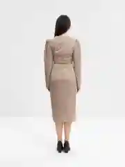 Бежевый платье атласное, женское, вечернее