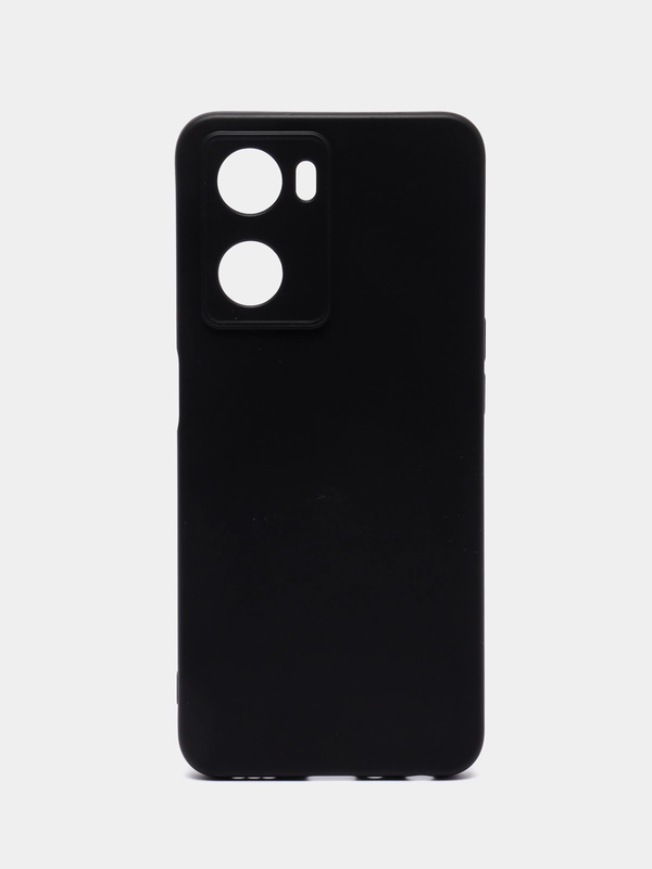 Чехол для OPPO A57s силиконовый, черный, матовый, с защитой камеры