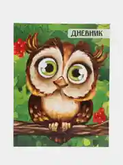Дневник для 1-4 классов "Сова", твердая обложка 7БЦ, глянцевая ламинация, 48 листов