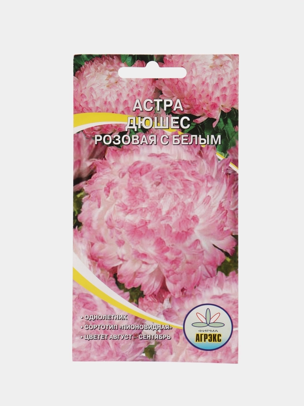 Семена цветов Астра "Дюшес розовая с белым", 0,2 г