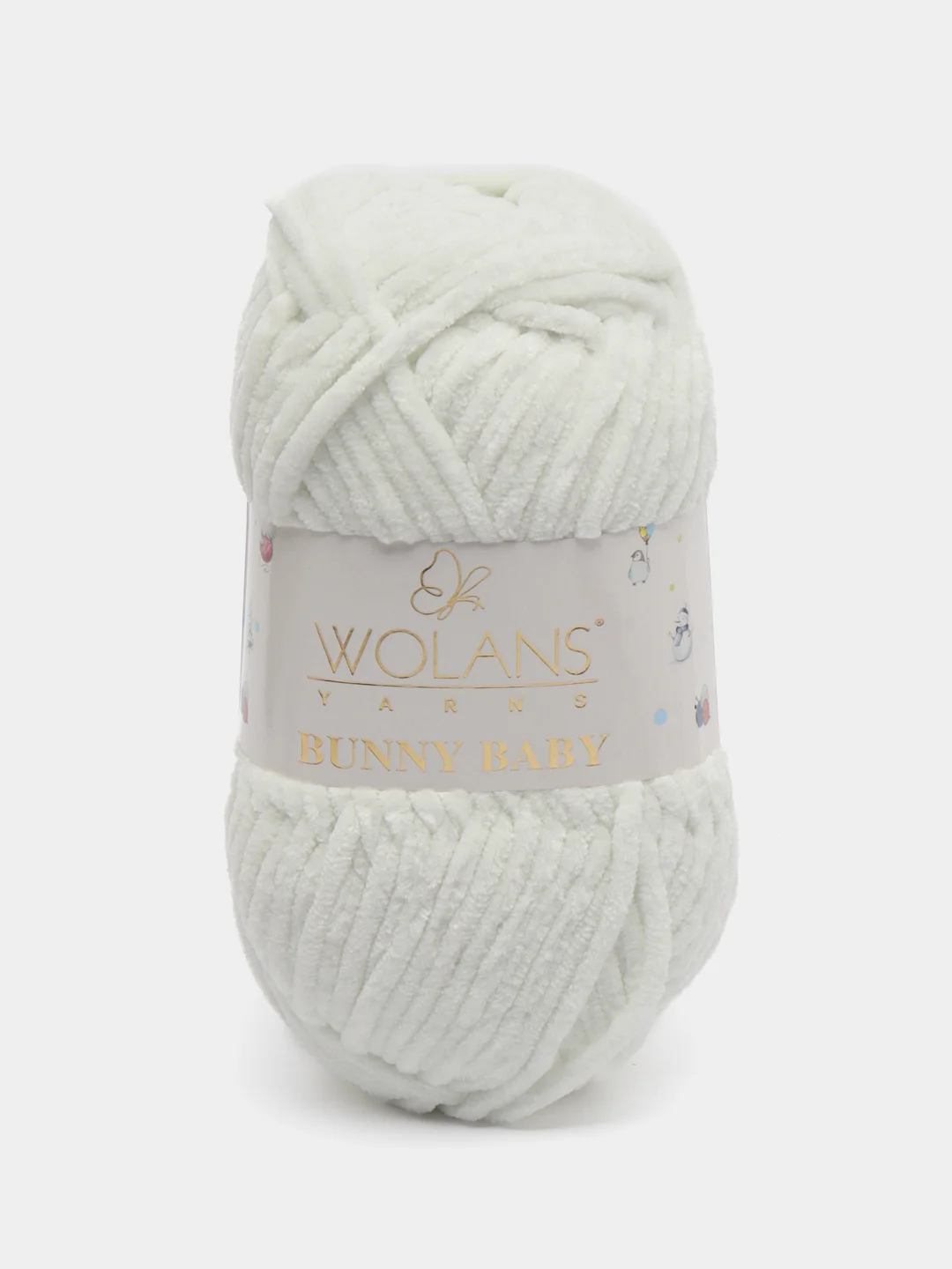 Слоновая кость пряжа плюшевая Wolans Bunny Baby (Воланс Банни Бэби), 100% полиэстер, 120 м, 100 г