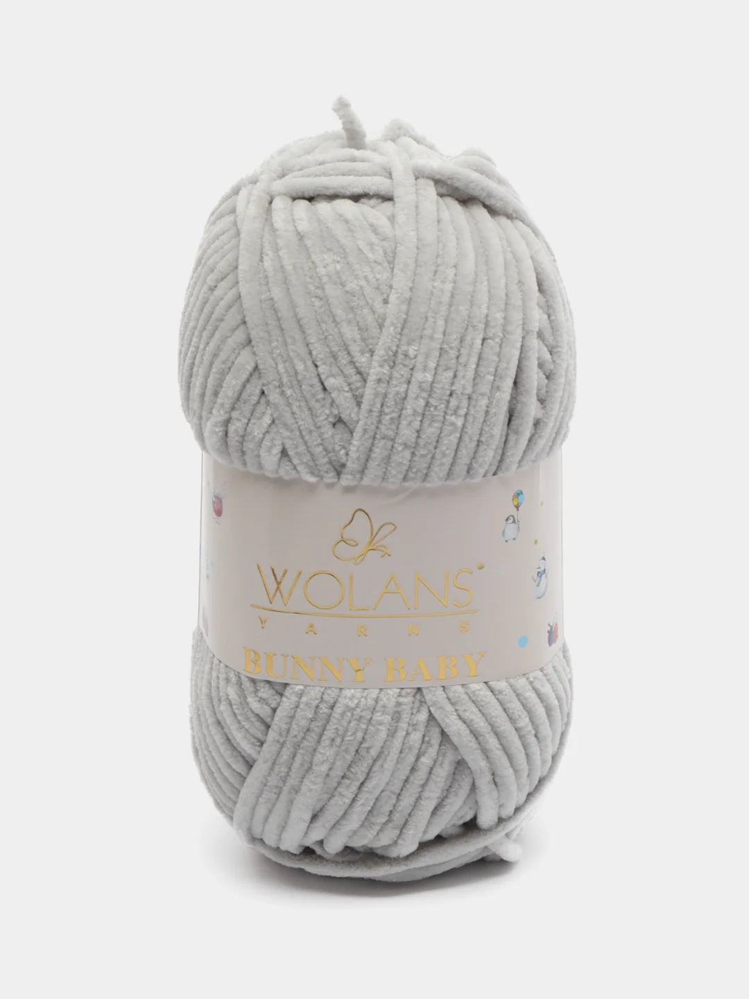 Серый металлик пряжа плюшевая Wolans Bunny Baby (Воланс Банни Бэби), 100% полиэстер, 120 м, 100 г