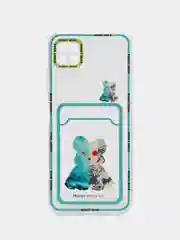 Голубой чехол Samsung Galaxy A22s / A22 5G, прозрачный с карманом для карты, с рисунком