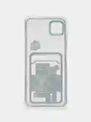 Темно-синий чехол Samsung Galaxy A22s / A22 5G, прозрачный с карманом для карты, с рисунком