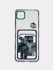 Темно-синий чехол Samsung Galaxy A22s / A22 5G, прозрачный с карманом для карты, с рисунком