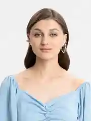 Белый серьги цепочки каффы, сережки-каффы с цепочкой и жемчугом