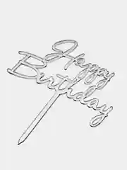 Серый меланж топпер для торта Happy Birthday