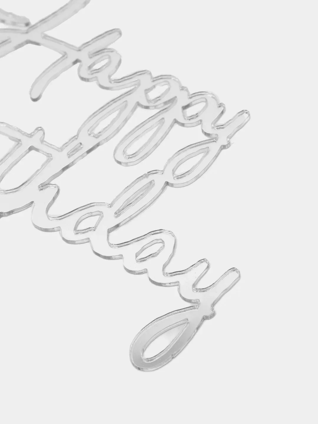 Серый меланж топпер для торта Happy Birthday