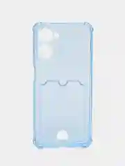 Голубой чехол для Realme 10 (Реалми 10), прозрачный, с карманом для карты