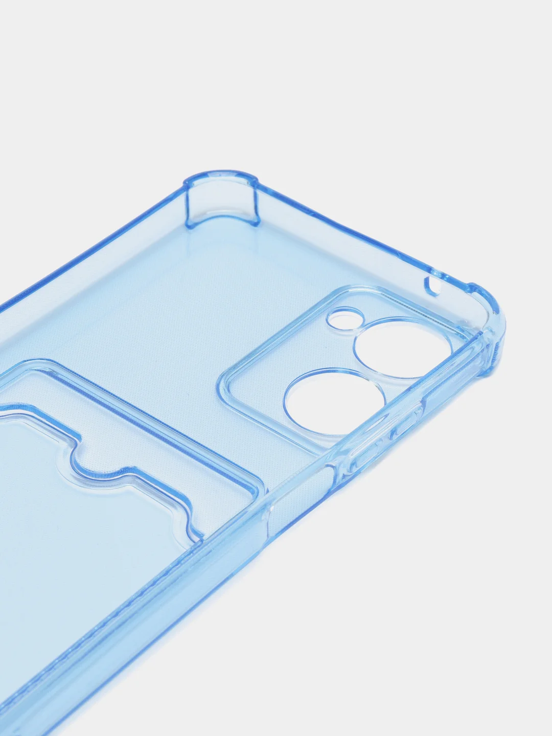 Голубой чехол для Realme 10 (Реалми 10), прозрачный, с карманом для карты