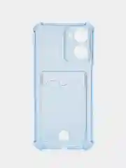 Голубой чехол для Realme 10 (Реалми 10), прозрачный, с карманом для карты