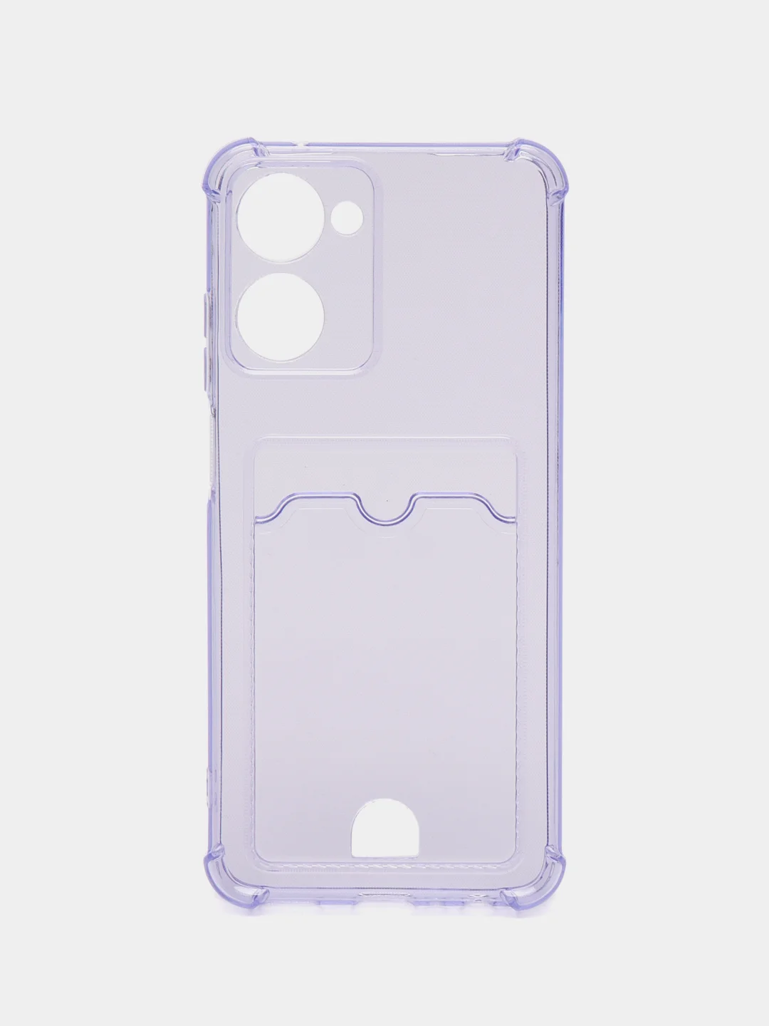 Сиреневый чехол для Realme 10 (Реалми 10), прозрачный, с карманом для карты