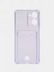 Сиреневый чехол для Realme 10 (Реалми 10), прозрачный, с карманом для карты
