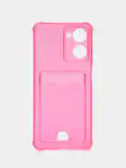 Тёмно-розовый чехол для Realme 10 (Реалми 10), прозрачный, с карманом для карты
