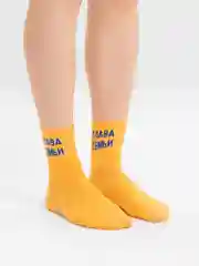 Горчичный мужские носки с надписью "100% Мужик"