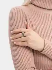 Серебряный кольцо-антистресс, с вращающейся цепочкой