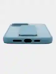 Светло-синий чехол iPhone 13 (6.1), 13 Pro Max (6.7) силиконовый под кожу с подставкой
