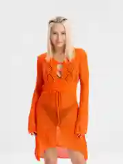 Оранжевый пляжная вязаная женская туника