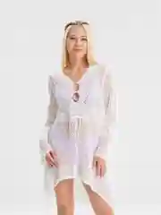 Белый пляжная вязаная женская туника