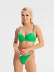 Зеленый комплект женского нижнего белья Victoria Secret: бюстгальтер и трусы