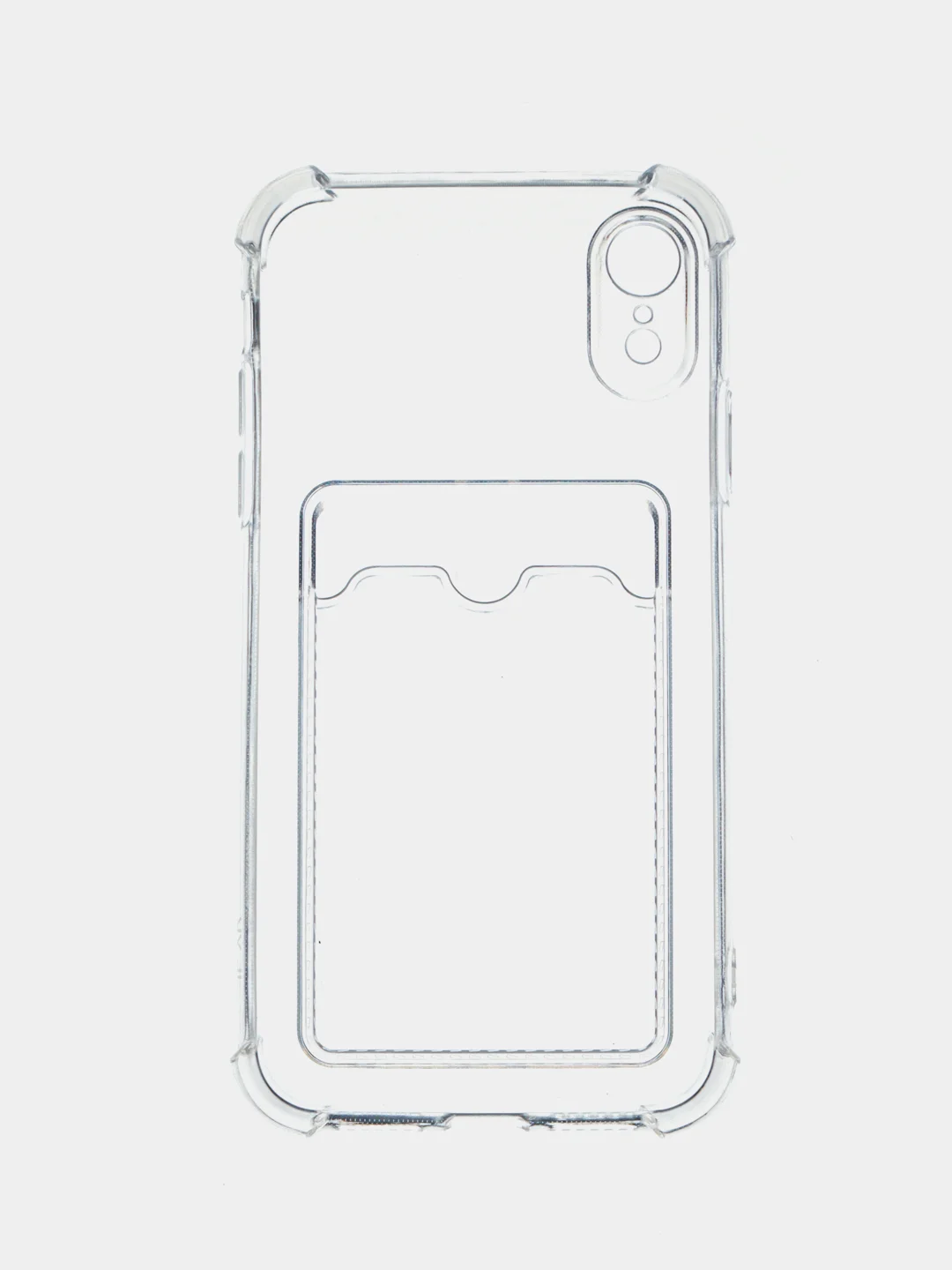 Чехол с карманом для карт iPhone 11/XR/12/13/XS/6s/7/8/SE/Pro/Max/Plus/mini, силиконовый