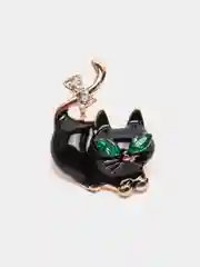 Черный брошь "Коты" с эмалью и камнями, 2 цвета
