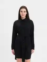 Черный женское атласное платье-рубашка
