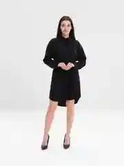 Черный женское атласное платье-рубашка