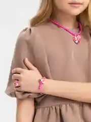 Тёмно-розовый комплект детской бижутерии, 3 предмета