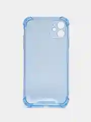 Голубой силиконовый прозрачный противоударный, неоновый чехол для iPhone 11 / 12 с защитой камеры