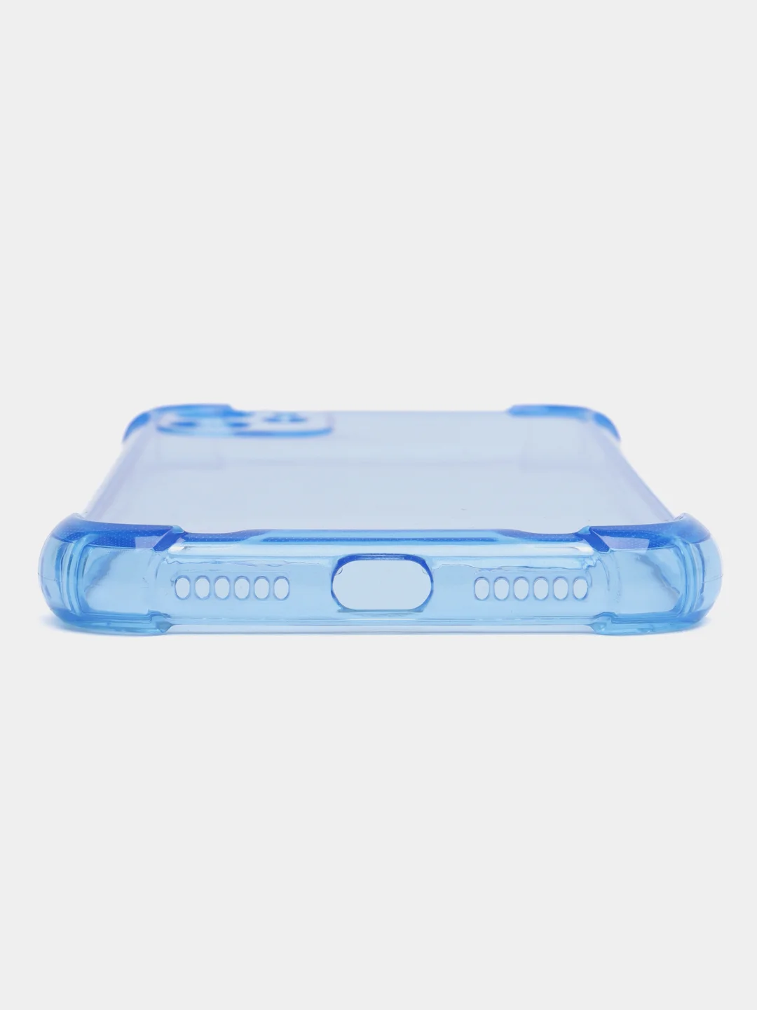 Голубой силиконовый прозрачный противоударный, неоновый чехол для iPhone 11 / 12 с защитой камеры