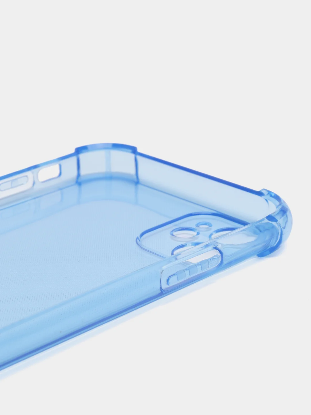 Голубой силиконовый прозрачный противоударный, неоновый чехол для iPhone 11 / 12 с защитой камеры