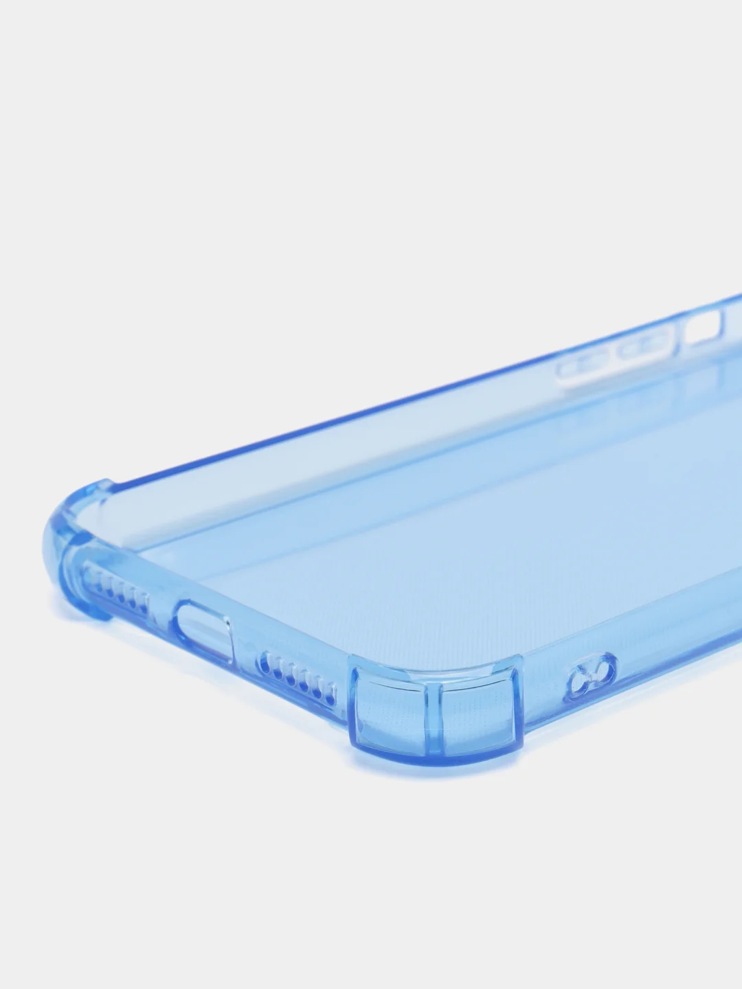 Голубой силиконовый прозрачный противоударный, неоновый чехол для iPhone 11 / 12 с защитой камеры