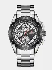 Серебряный мужские наручные часы Naviforce NF9179 с хронографом, в подарочной упаковке