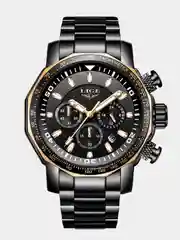 Угольный мужские наручные часы Lige LG9871 с хронографом, подарочной упаковке