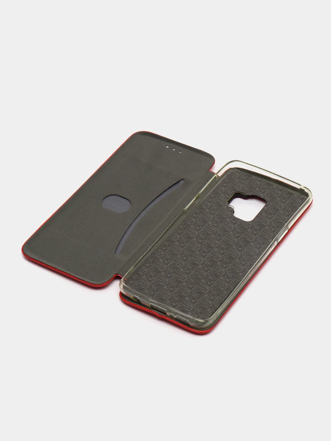 Красный кожанный чехол-книжка на Samsung Galaxy S9