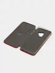 Красный кожанный чехол-книжка на Samsung Galaxy S9