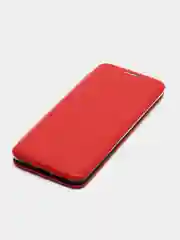 Красный кожанный чехол-книжка на Samsung Galaxy S9