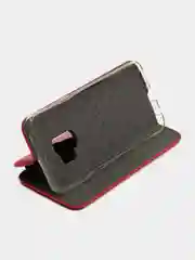 Красный кожанный чехол-книжка на Samsung Galaxy S9