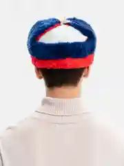 Синий шапка ушанка с кокардой СССР, сувенирная