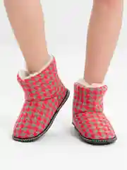 Красный чуни-тапочки домашние утепленные Soft Slippers "Вязанка" на подошве ЭВА