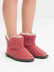 Красный чуни-тапочки домашние утепленные Soft Slippers "Вязанка" на подошве ЭВА