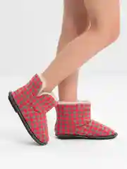 Красный чуни-тапочки домашние утепленные Soft Slippers "Вязанка" на подошве ЭВА