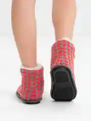 Красный чуни-тапочки домашние утепленные Soft Slippers "Вязанка" на подошве ЭВА