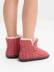 Красный чуни-тапочки домашние утепленные Soft Slippers "Вязанка" на подошве ЭВА