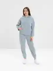 Серый меланж спортивный костюм женский, на флисе, утепленный, оверсайз